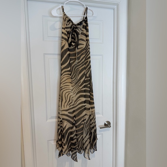 RALPH LAUREN Women’s Zebra Animal Print Halter Elegant Maxi Dress EUC 12 Large - Picture 6 of 7